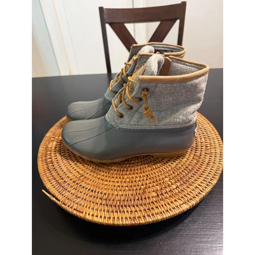 Sperry Saltwater Grey Wool Insulated Waterproof Duck Boots STS82475 Womens 7